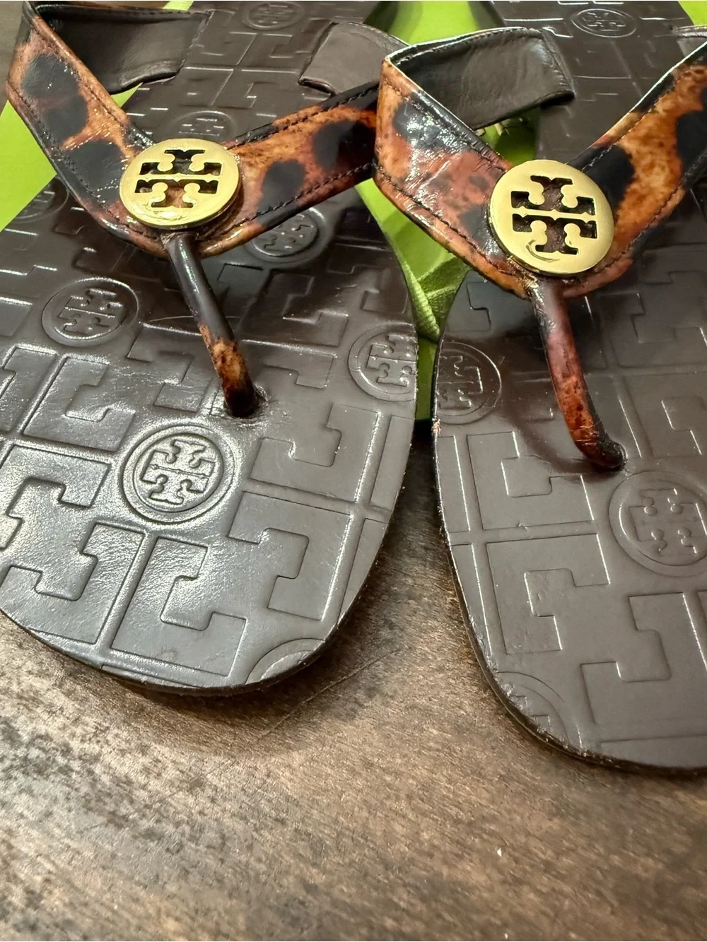 Tory Burch Leopardt-Print Miller Thong Sandals with Gold Logo